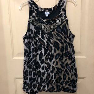 Worthington Leopard Print Sleeveless Blouse